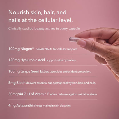 TRU NIAGEN 300mg + Beauty Bundle. A Comprehensive Bundle for Daily NAD+ Support with targeted Beauty Actives for Healthy Skin, Hair, and Nails at The Cellular Level. - Maple Wellness Supplements
