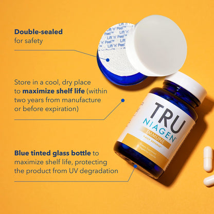 TRU NIAGEN Immune Support Supplement - Daily Defense - Vitamin C from Fermentation, Vegan Vitamin D3 2000 IU, Zinc, Plus Theracurmin (Curcumin) + Multi Award-Winning NAD Boosting Niagen 150mg 30ct - Maple Wellness Supplements