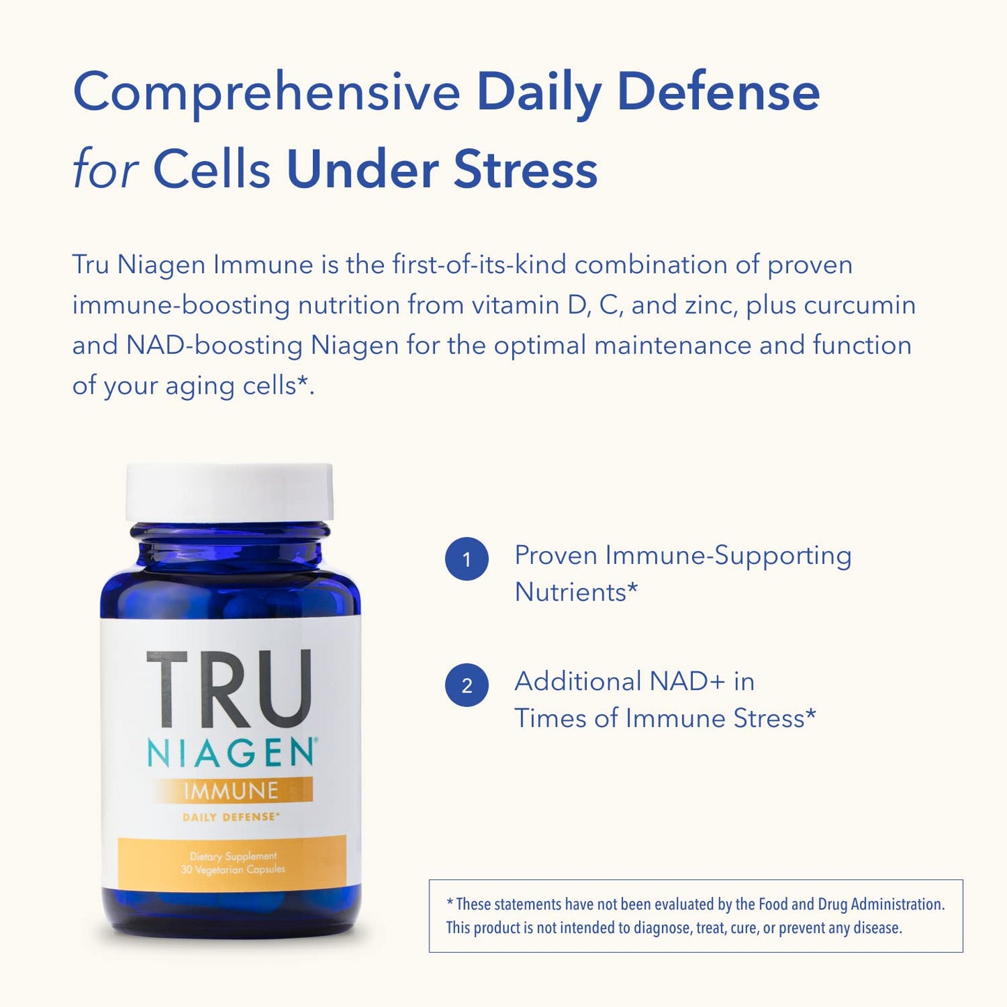 TRU NIAGEN Immune Support Supplement - Daily Defense - Vitamin C from Fermentation, Vegan Vitamin D3 2000 IU, Zinc, Plus Theracurmin (Curcumin) + Multi Award-Winning NAD Boosting Niagen 150mg 30ct - Maple Wellness Supplements