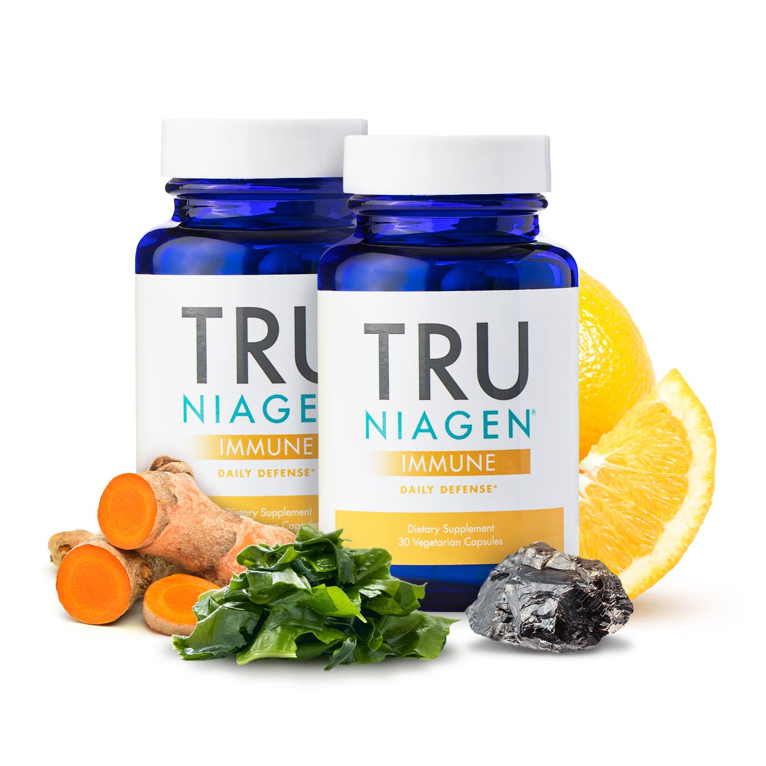 TRU NIAGEN Immune Support Supplement - Daily Defense, Vitamin C from Fermentation, Vegan Vitamin D3 2000 IU, Zinc, Plus Theracurmin (Curcumin) + Multi Award-Winning NAD Boosting Niagen 150mg 60ct - Maple Wellness Supplements
