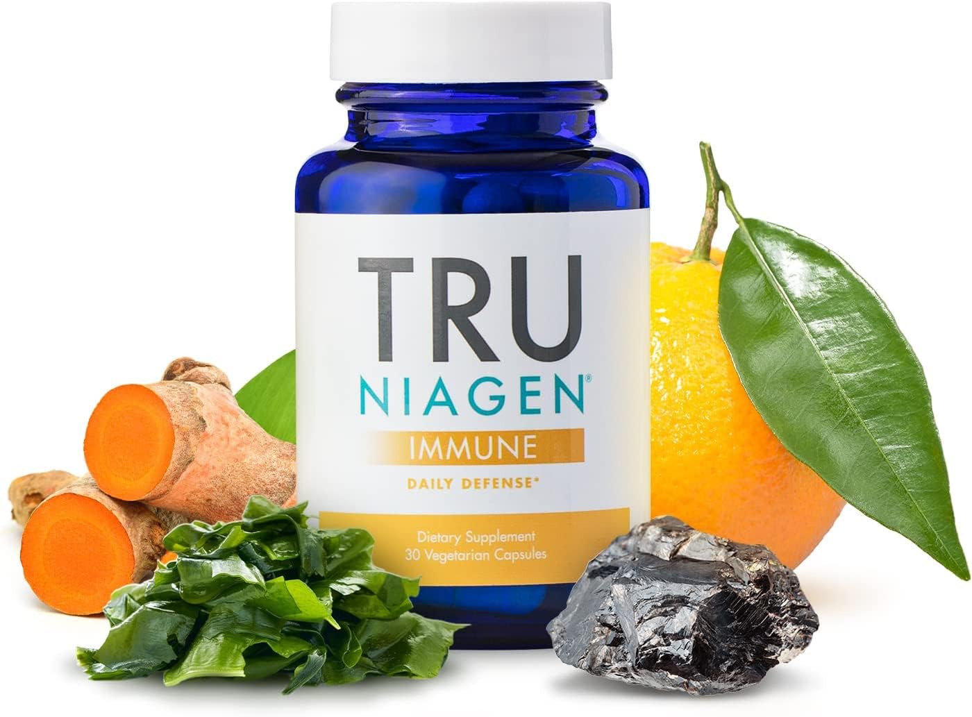 TRU NIAGEN Immune Support Supplement - Daily Defense - Vitamin C from Fermentation, Vegan Vitamin D3 2000 IU, Zinc, Plus Theracurmin (Curcumin) + Multi Award-Winning NAD Boosting Niagen 150mg 30ct - Maple Wellness Supplements