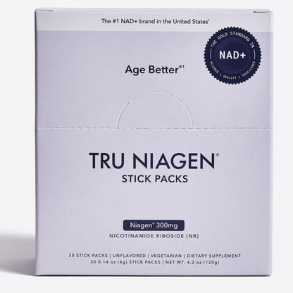 TRU NIAGEN NAD+ Booster with Hydration & Prebiotic Support Award-Winning Nicotinamide Riboside Mixing Powder for Cellular Energy, Repair & Healthy Aging - 30ct/300mg Stick Packs: On-The-Go Supplement - Maple Wellness Supplements