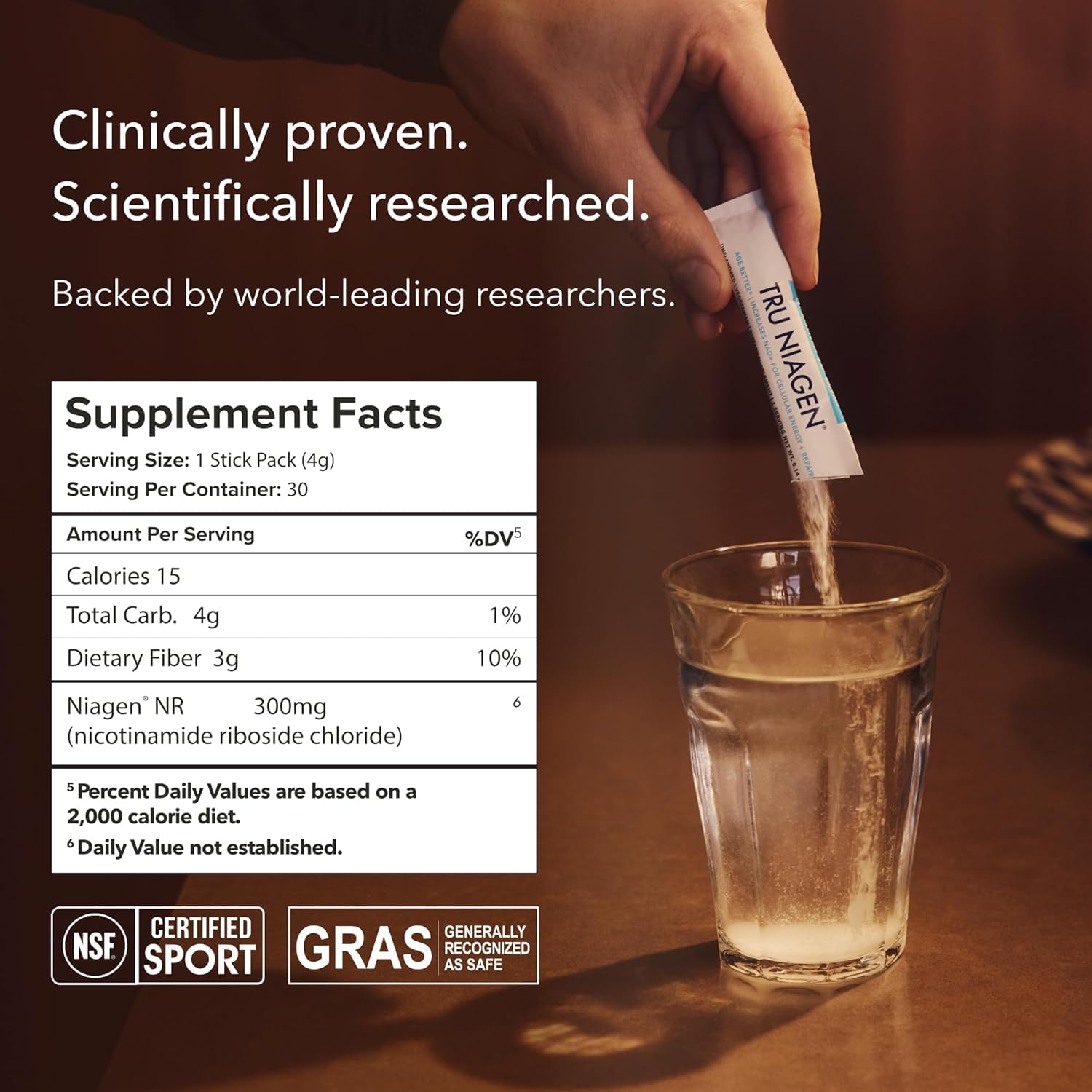 TRU NIAGEN NAD+ Booster with Hydration & Prebiotic Support Award-Winning Nicotinamide Riboside Mixing Powder for Cellular Energy, Repair & Healthy Aging - 30ct/300mg Stick Packs: On-The-Go Supplement - Maple Wellness Supplements