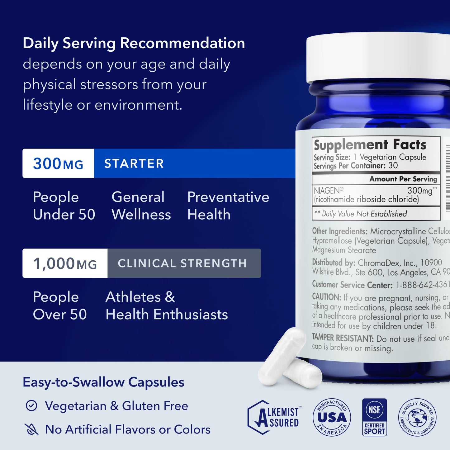 TRU NIAGEN Patented NAD Supplement for Brain Function, Anti Aging & Cell Regeneration, 300mg Niagen, 30 Servings | Supports Cellular Energy, Muscle - Maple Wellness Supplements