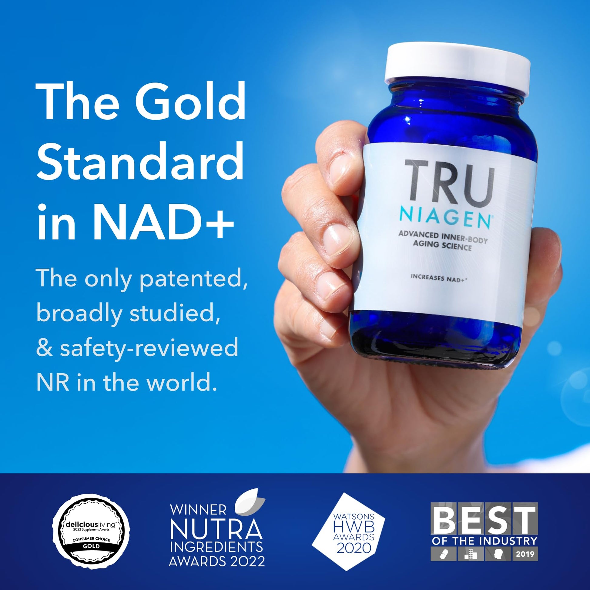 TRU NIAGEN Patented NAD Supplement for Brain Function, Anti Aging & Cell Regeneration, 300mg Niagen, 30 Servings | Supports Cellular Energy, Muscle | Nicotinamide Riboside (NR) Take 1 Daily | 2 Bottle - Maple Wellness Supplements