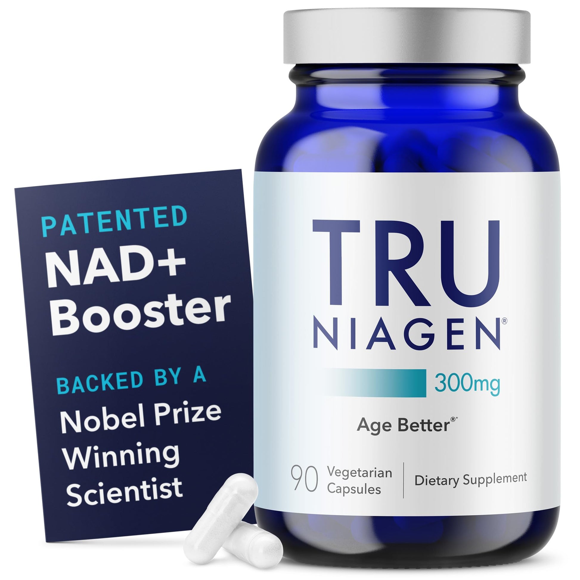 TRU NIAGEN Patented NAD Supplement for Brain Function, Anti Aging & Cell Regeneration, 300mg Niagen, 90 Servings | Supports Cellular Energy, Muscle | Nicotinamide Riboside (NR) Take 1 Daily | 1 Bottle - Maple Wellness Supplements