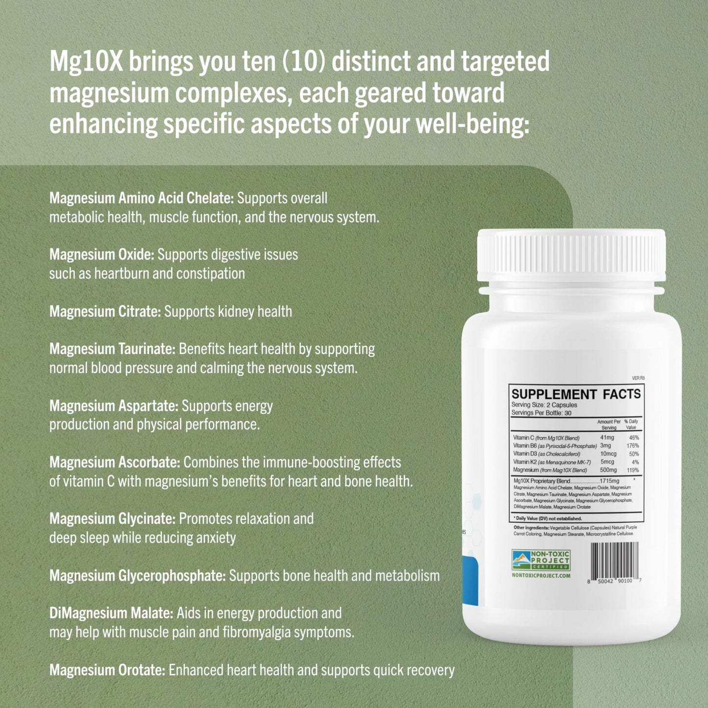 True Cellular Formulas Mg10X Multi-System Magnesium | Supplement to Support Sleep - 60 Capsules | Enhanced Sleep, Immune System & Metabolic Support | Includes Magnesium Glycinate, Citrate and More - Maple Wellness Supplements