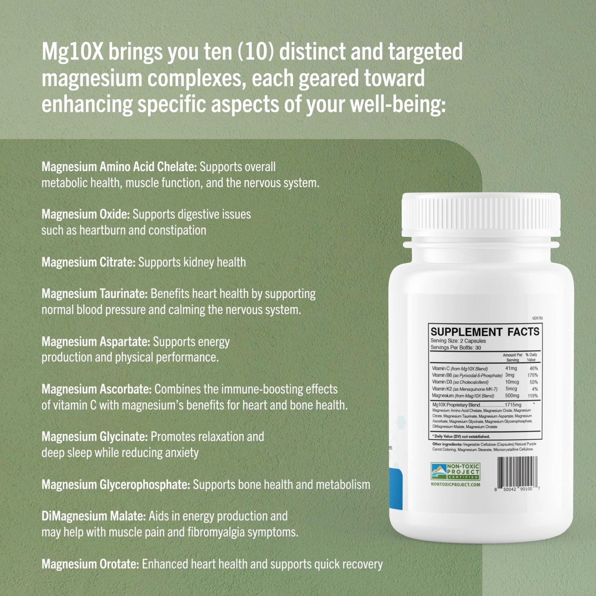 True Cellular Formulas Mg10X Multi-System Magnesium | Supplement to Support Sleep - 60 Capsules | Enhanced Sleep, Immune System & Metabolic Support | Includes Magnesium Glycinate, Citrate and More - Maple Wellness Supplements