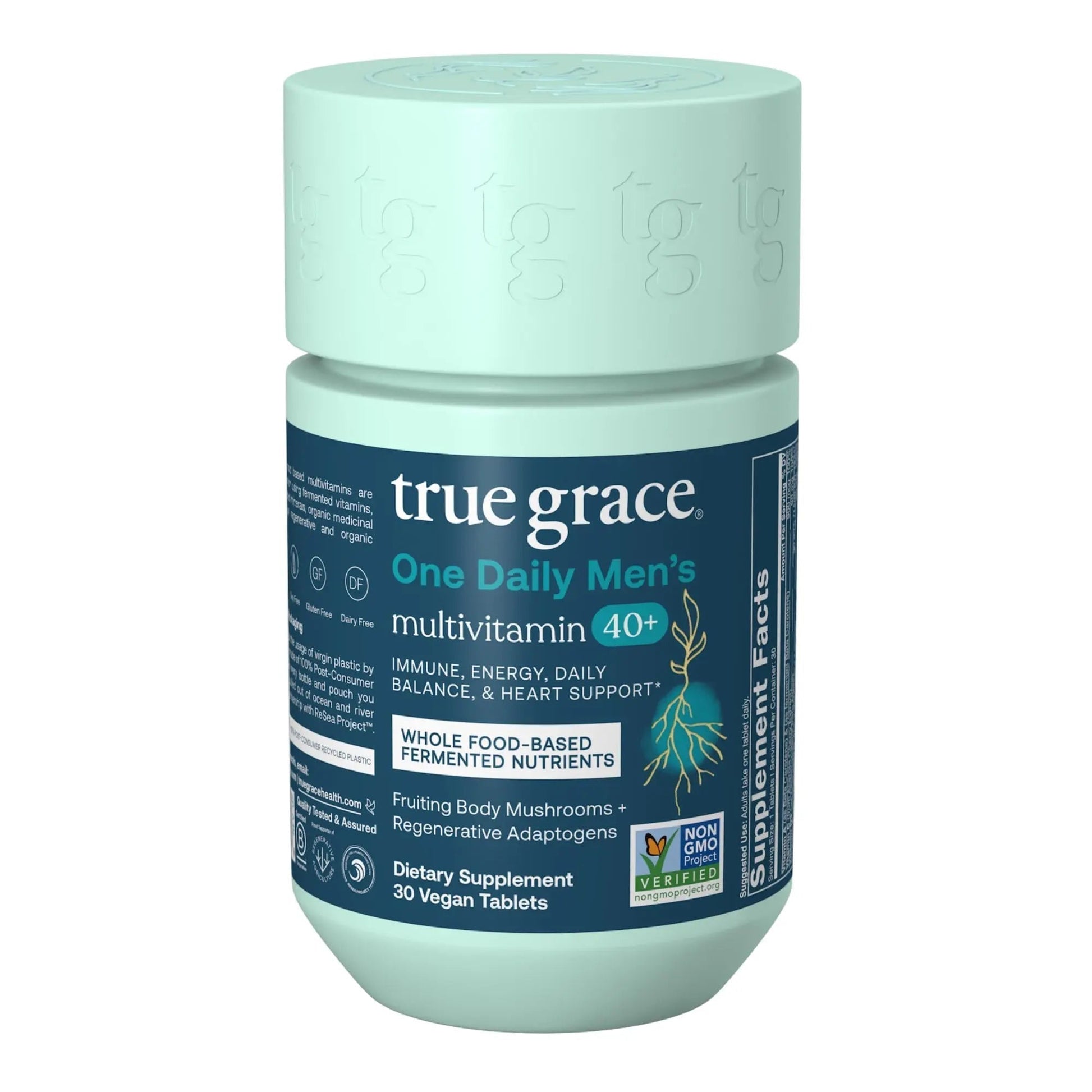 True Grace Men's 40+ One Daily Multivitamin Fermented Minerals, Organic Adaptogens & Mushrooms Whole Body Balance Immune - Maple Wellness Supplements