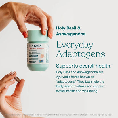 True Grace One Daily Women’s Multivitamin Fermented Minerals, Organic Adaptogens & Mushrooms Whole Body Balance, Immune, Energy, Beauty Support - Maple Wellness Supplements