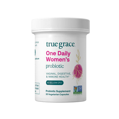 True Grace One Daily Women’s Probiotic - 30 Vegetarian Capsules - 90 Billion CFU - Digestive, Vaginal & Immune Health - Gluten & Soy Free - Maple Wellness Supplements