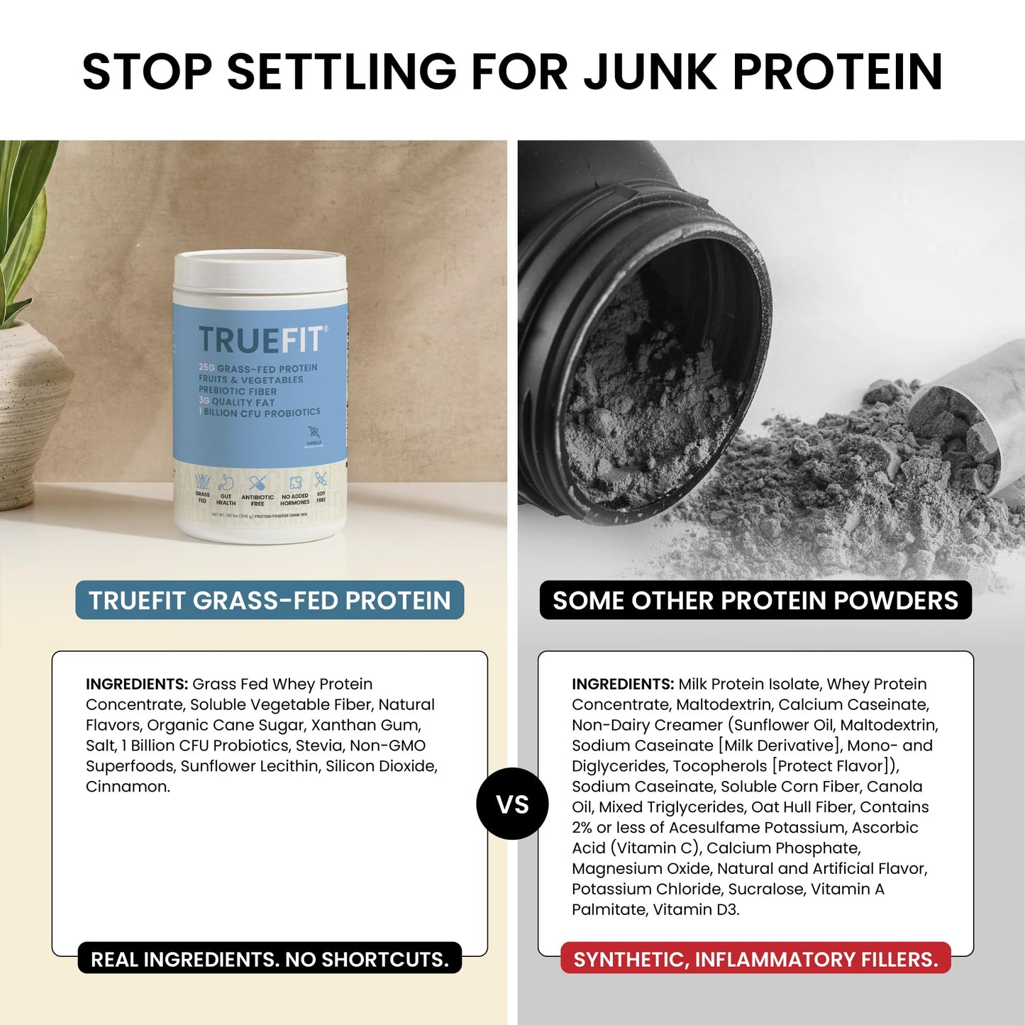 TrueFit High Fiber Protein Powder, Grass-Fed Whey Meal Replacement Shake with Prebiotics, Probiotics, & Organic Superfoods, Keto Friendly, Gluten Free - Maple Wellness Supplements