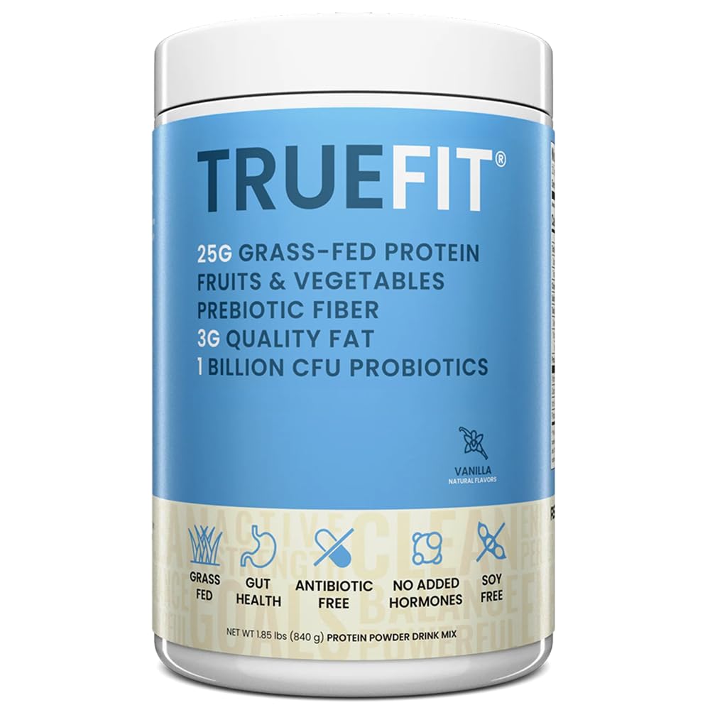 TrueFit High Fiber Protein Powder, Grass-Fed Whey Meal Replacement Shake with Prebiotics, Probiotics, & Organic Superfoods, Keto Friendly, Gluten Free - Maple Wellness Supplements