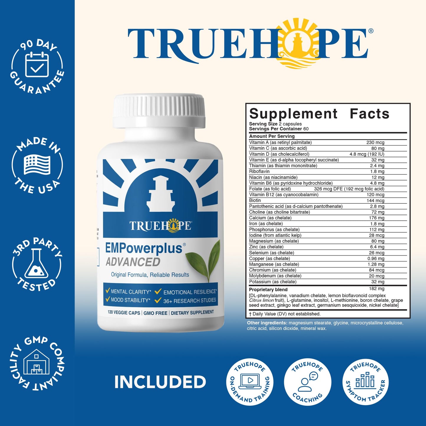 Truehope EMPowerplus Advanced Multivitamin for Women & Men - Broad-Spectrum Multivitamins & Chelated Minerals | 1000% Better Absorption | 37 Research Studies & 28 Years of Success | 30 Day Supply - Maple Wellness Supplements