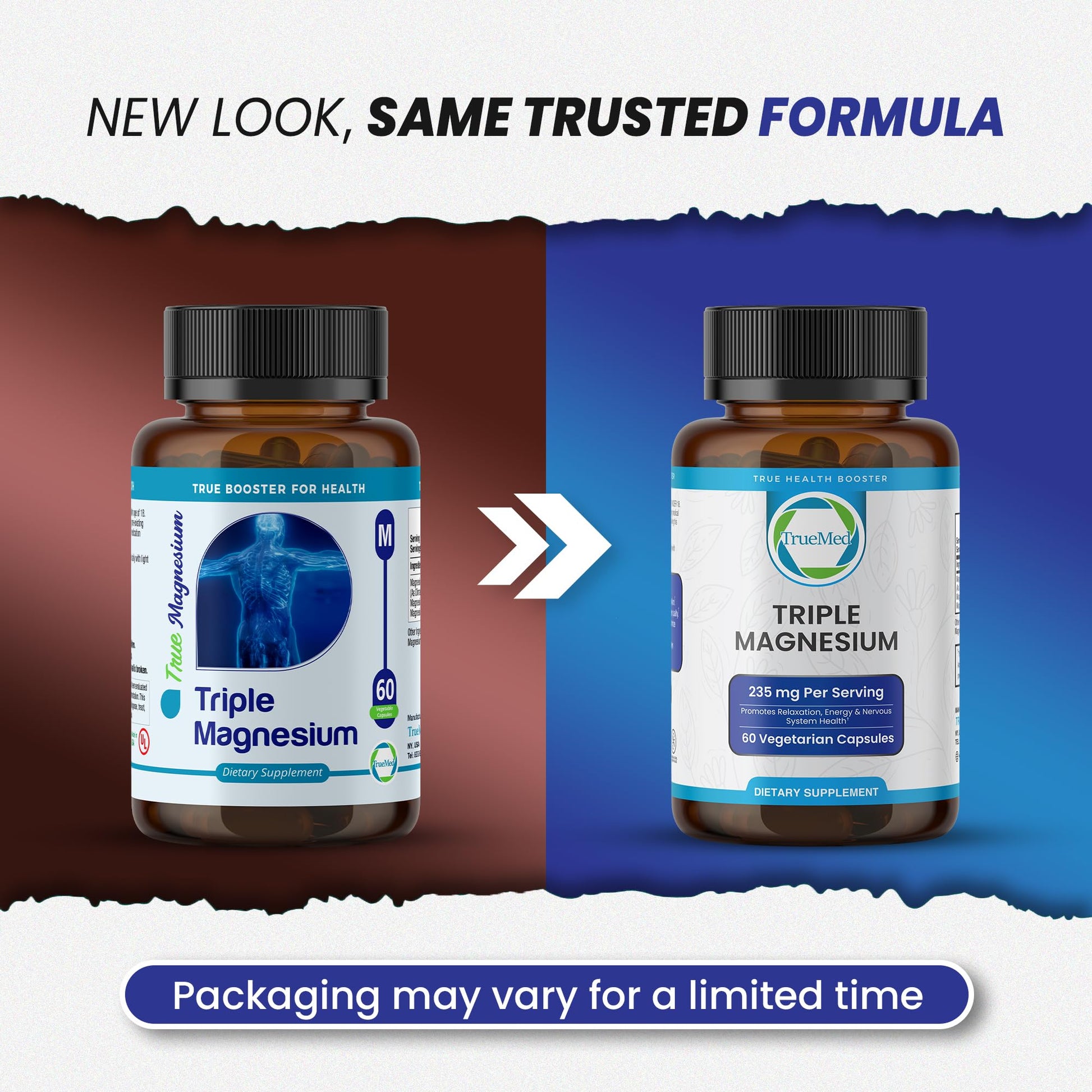 Truemed Triple Magnesium Complex Supplement 235mg with Magnesium Citrate, Malate & Lysinate Chelate | Magnesium Supplement for Sleep, Muscle Relaxation, Energy & Nerve Support | 60 Capsules, USA Made - Maple Wellness Supplements