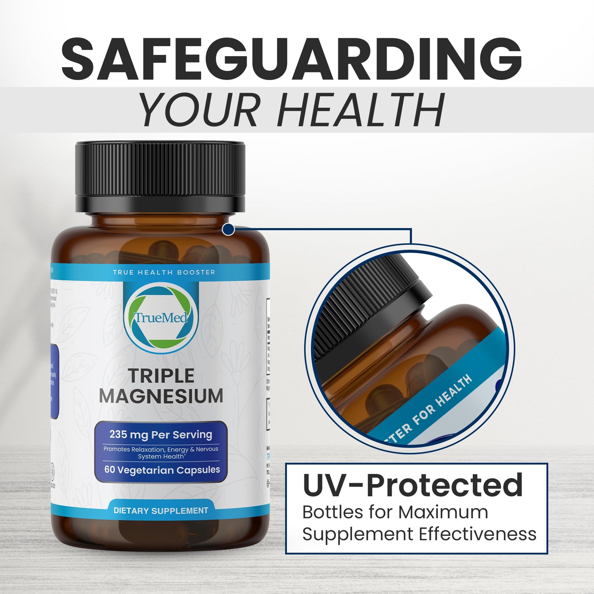 Truemed Triple Magnesium Complex Supplement 235mg with Magnesium Citrate, Malate & Lysinate Chelate | Magnesium Supplement for Sleep, Muscle Relaxation, Energy & Nerve Support | 60 Capsules, USA Made - Maple Wellness Supplements