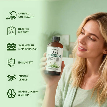 TRUERELIEF Women's Daily Probiotic + Prebiotic + Postbiotic Liquid, 3-in-1 for Gut Health, 10 Strains & 18 Fermented Herbs (1) - Maple Wellness Supplements