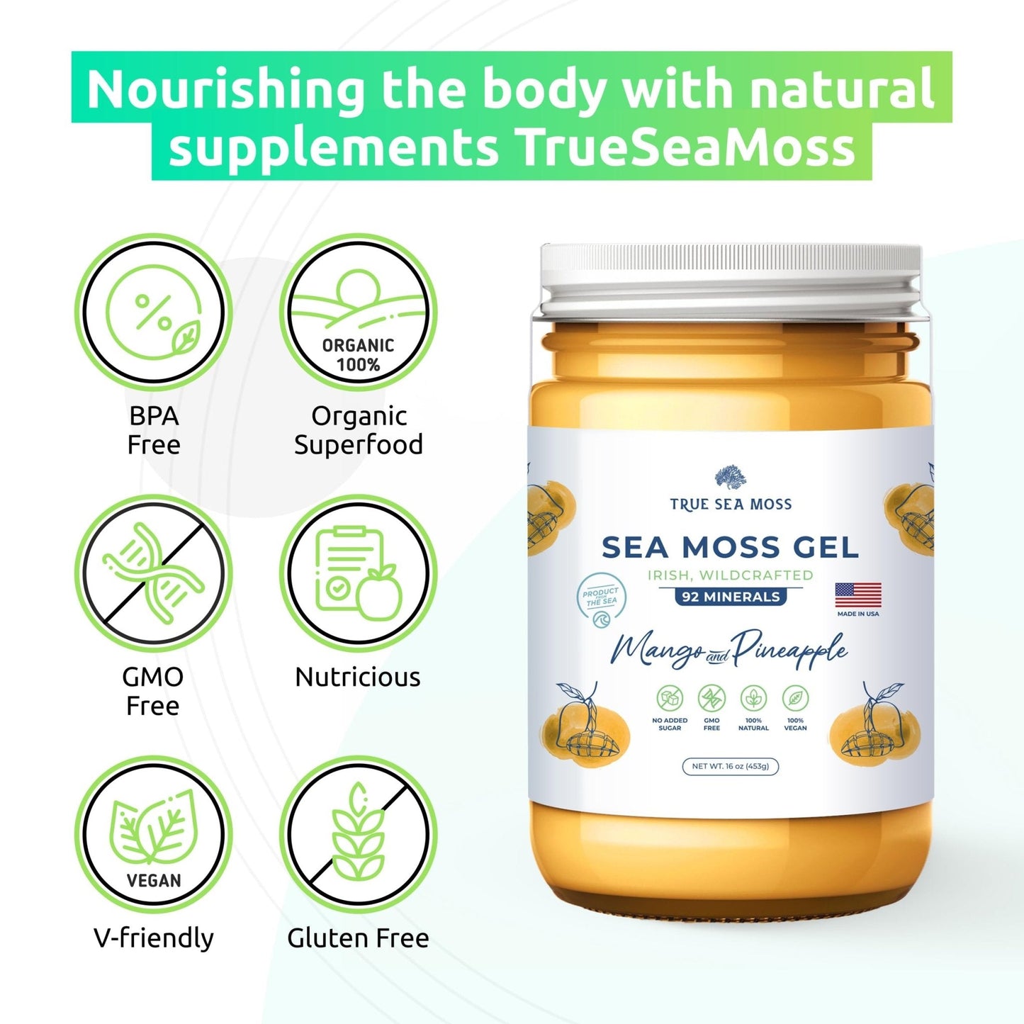 TrueSeaMoss Wildcrafted Irish Sea Moss Gel – Nutritious Organic Raw Seamoss Rich - Maple Wellness Supplements