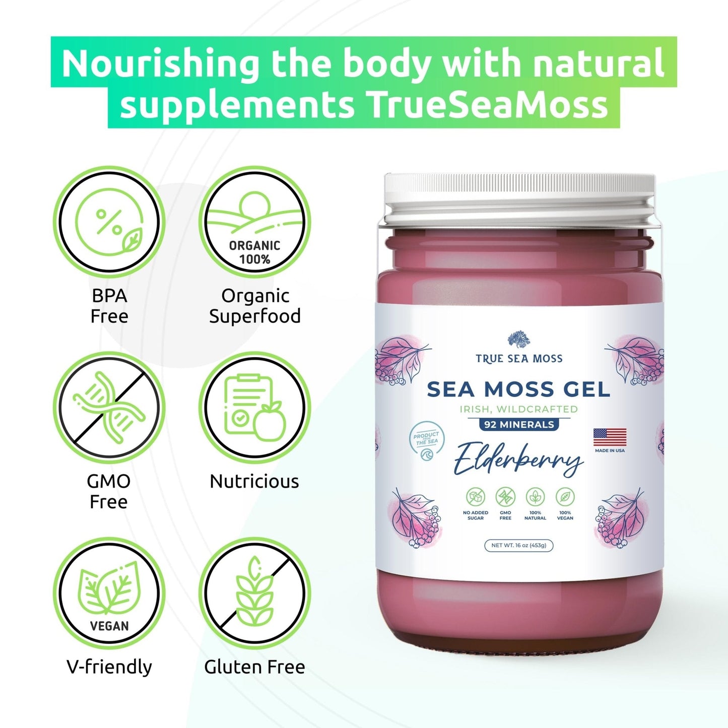 TrueSeaMoss Wildcrafted Irish Sea Moss Gel – Nutritious Organic Raw Seamoss Rich - Maple Wellness Supplements