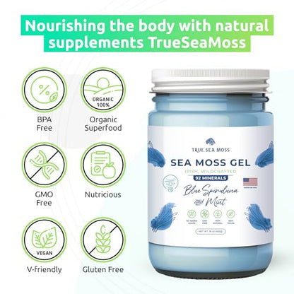 TrueSeaMoss Wildcrafted Irish Sea Moss Gel – Nutritious Raw Seamoss Rich in Minerals - Maple Wellness Supplements
