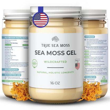 TrueSeaMoss Wildcrafted Irish Sea Moss Gel – Nutritious Raw Seamoss Rich in Minerals - Maple Wellness Supplements