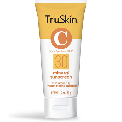 TruSkin Mineral Sunscreen SPF 30 for Face - Zinc Oxide Broad Spectrum Protection with Squalane, Vitamin C & Marine Collagen - Maple Wellness Supplements