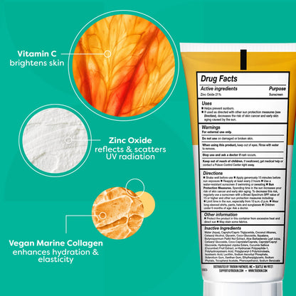 TruSkin Mineral Sunscreen SPF 30 for Face - Zinc Oxide Broad Spectrum Protection with Squalane, Vitamin C & Marine Collagen - Maple Wellness Supplements