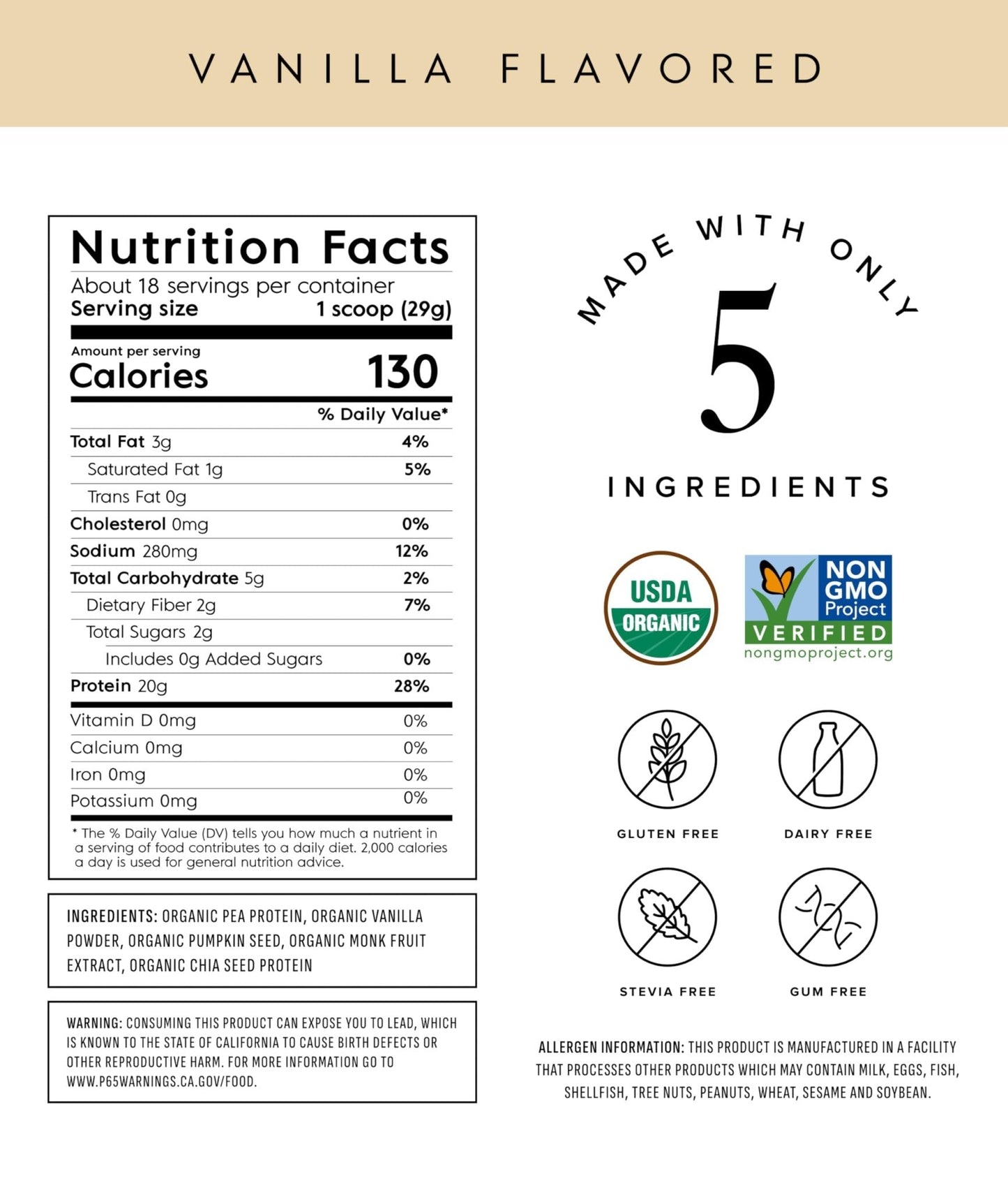 Truvani Organic Plant Based Protein Powder | Vanilla | 20g Pea Protein | 18 Servings | Vegan & Keto | Gluten & Dairy Free | Low Carb | No Added Sugar - Maple Wellness Supplements