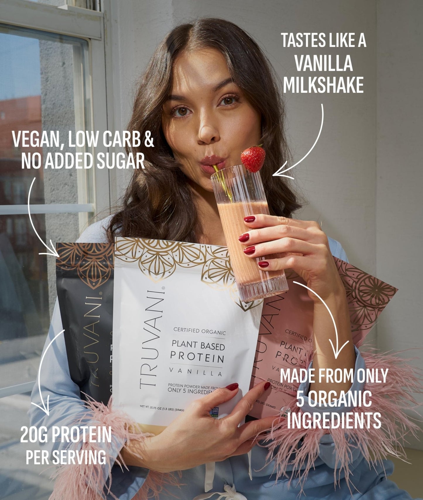 Truvani Organic Plant Based Protein Powder | Vanilla | 20g Pea Protein | 18 Servings | Vegan & Keto | Gluten & Dairy Free | Low Carb | No Added Sugar - Maple Wellness Supplements