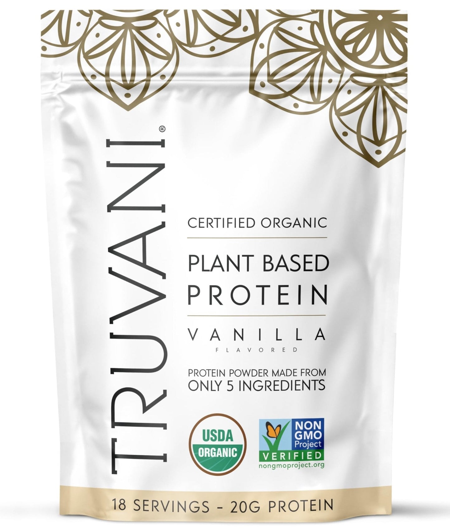 Truvani Organic Plant Based Protein Powder | Vanilla | 20g Pea Protein | 18 Servings | Vegan & Keto | Gluten & Dairy Free | Low Carb | No Added Sugar - Maple Wellness Supplements