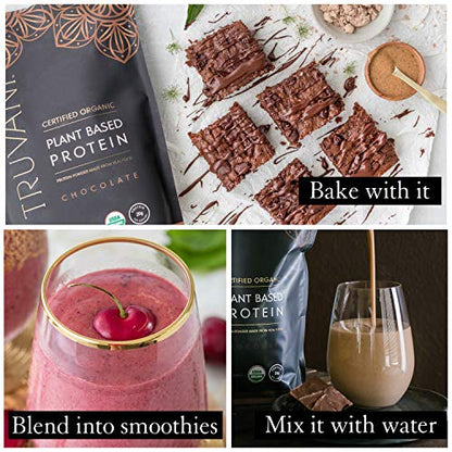 Truvani Organic Vegan Protein Powder Chocolate - 20g of Plant Based Protein, Organic - Maple Wellness Supplements