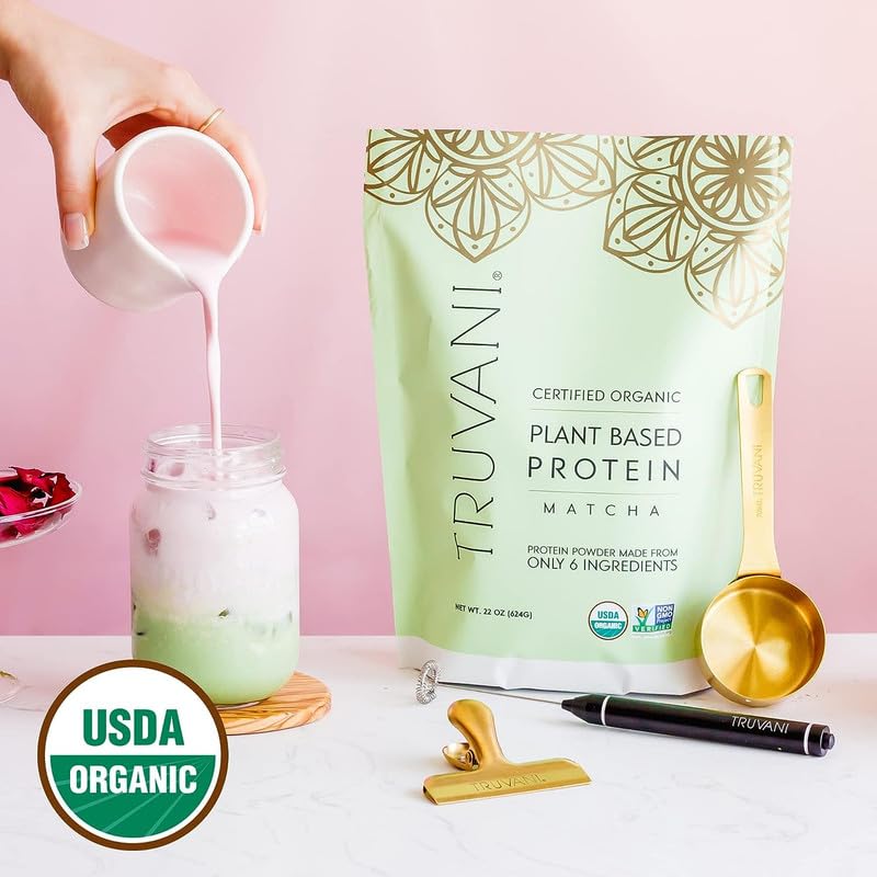 Truvani Organic Vegan Protein Powder Matcha - 20g of Plant Based, Organic Protein - Maple Wellness Supplements