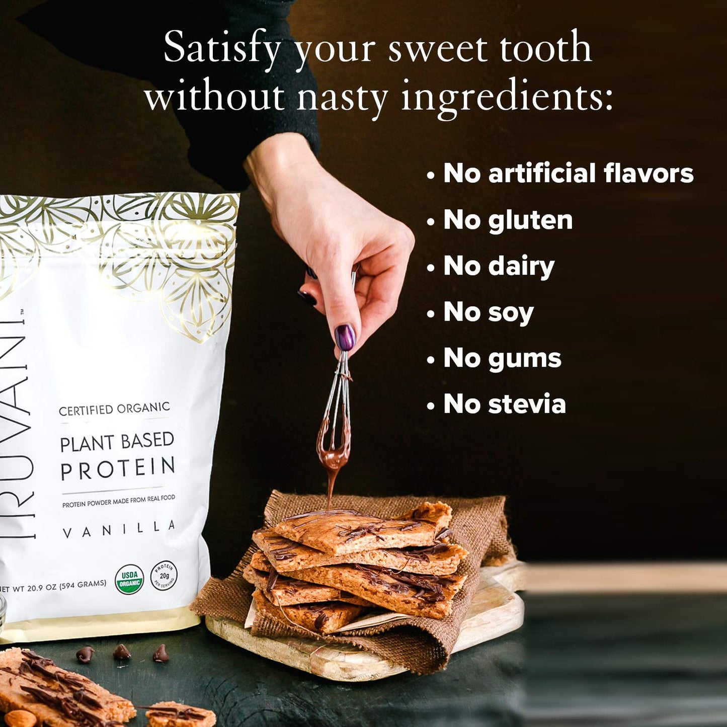 Truvani Organic Vegan Protein Powder, Organic Pea Protein Powder, Vegan, Non GMO - Maple Wellness Supplements