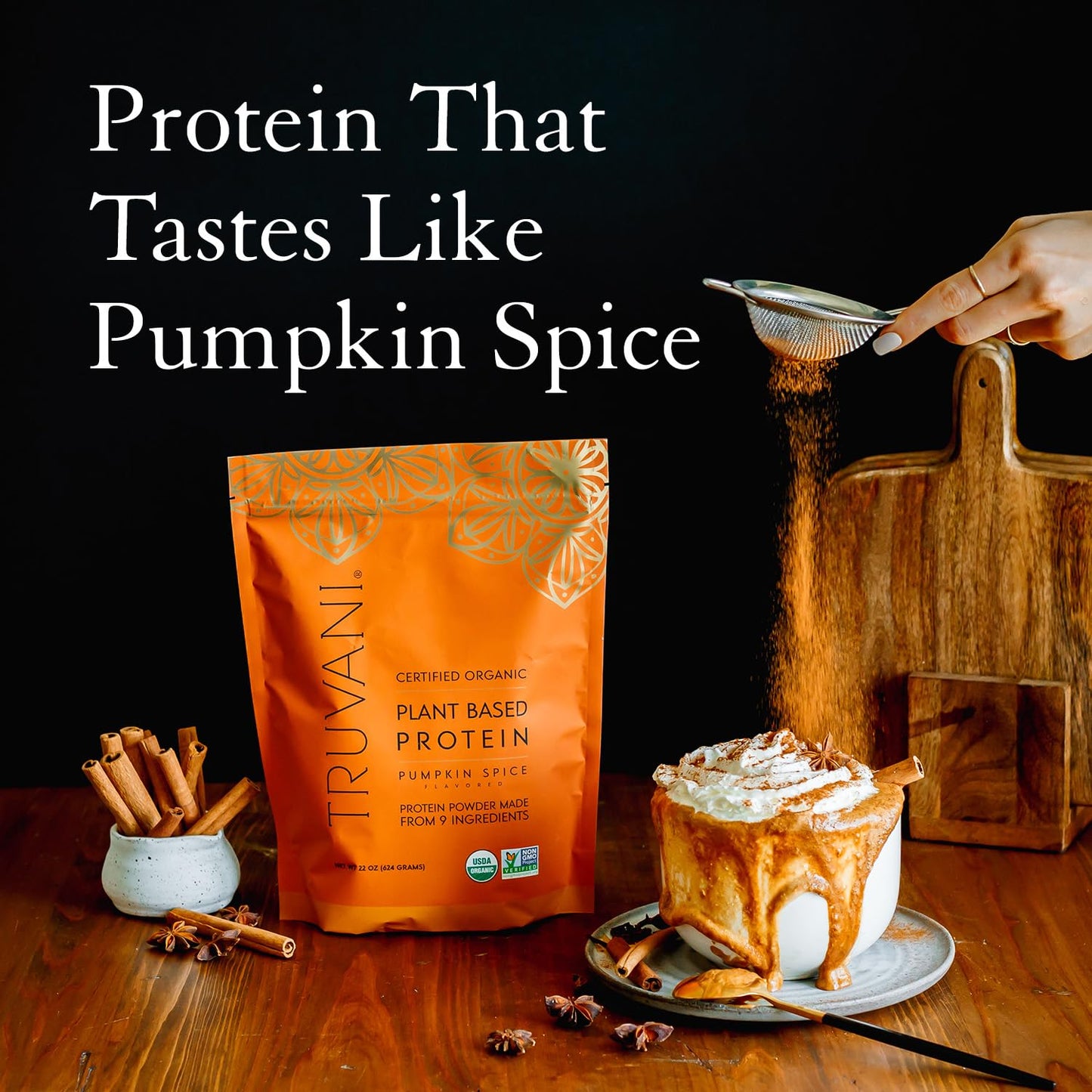 Truvani Organic Vegan Protein Powder Pumpkin Spice - 20g of Plant Based Protein - Maple Wellness Supplements