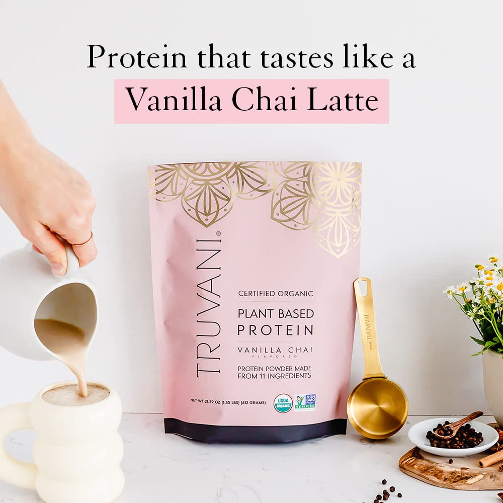 Truvani Organic Vegan Protein Powder Vanilla Chai - 20g of Plant Based Protein, Organic - Maple Wellness Supplements
