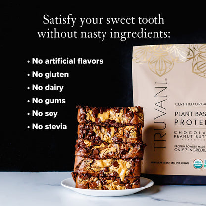 Truvani Vegan Chocolate Peanut Butter Protein Powder - 20g Plant-Based Protein, Gluten - Maple Wellness Supplements