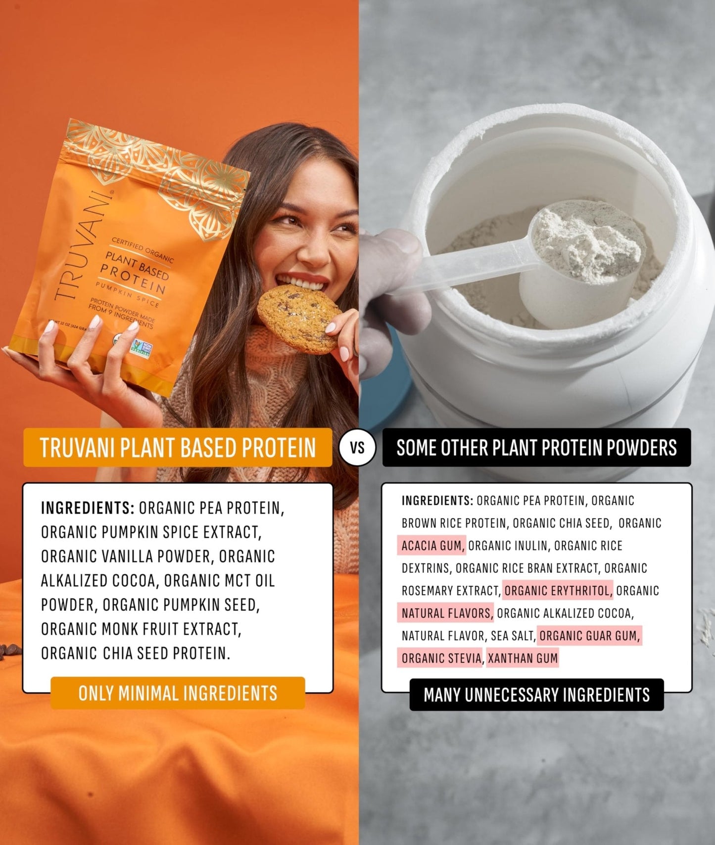 Truvani Vegan Pea Protein Powder | Pumpkin Spice | 20g Organic Plant Based Protein | 20 Servings | Keto | Gluten & Dairy Free - Maple Wellness Supplements