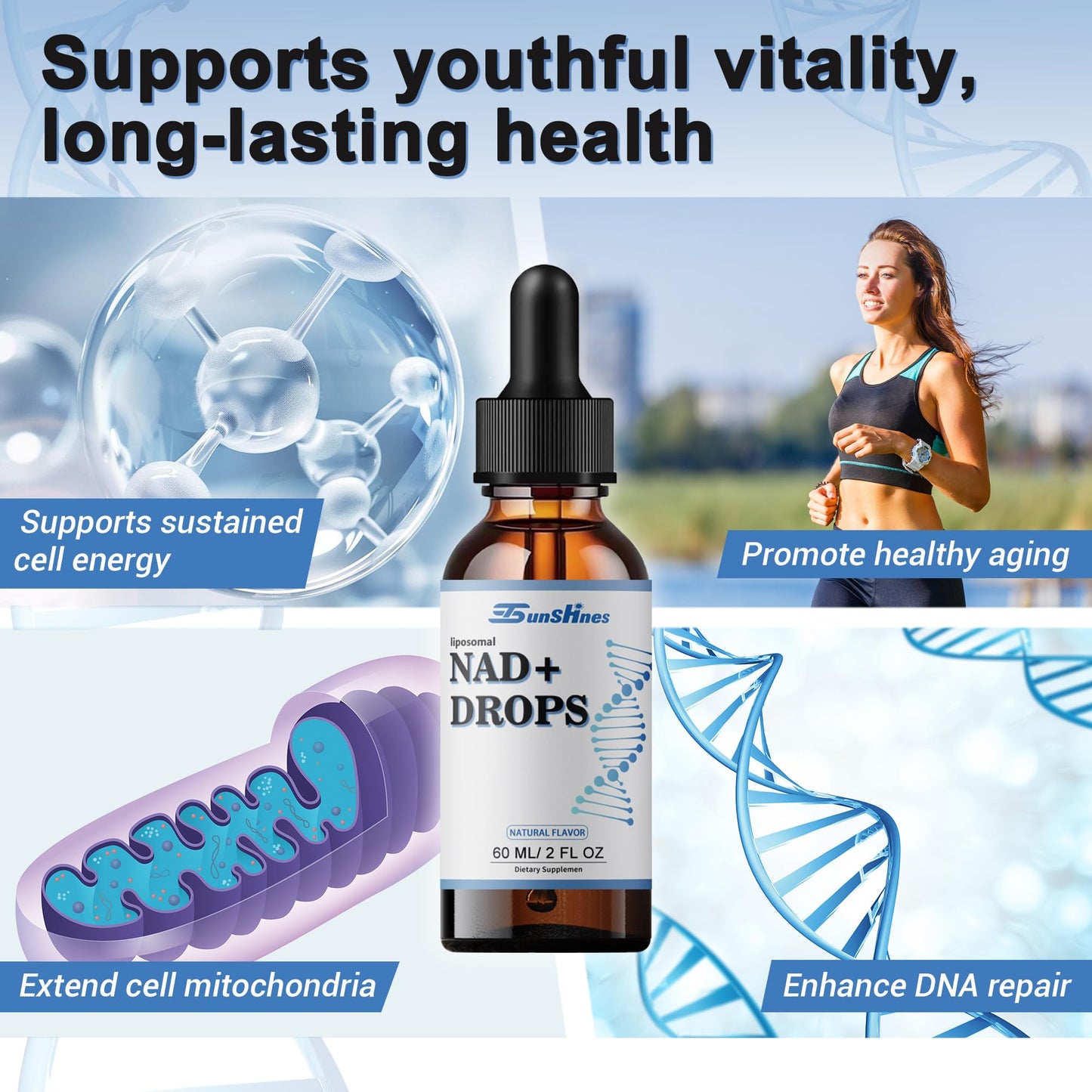 tsunshnes Liposomal NAD+800mg, NAD+ Supplement Drops - NMN or Nicotinamide Riboside Alternative, Healthy Aging Energy Metabolism and Vitality, NAD Liquid Supplement for Maximum Absorption - Maple Wellness Supplements