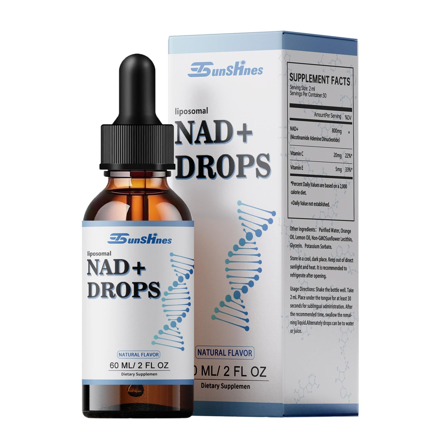 tsunshnes Liposomal NAD+800mg, NAD+ Supplement Drops - NMN or Nicotinamide Riboside Alternative, Healthy Aging Energy Metabolism and Vitality, NAD Liquid Supplement for Maximum Absorption - Maple Wellness Supplements