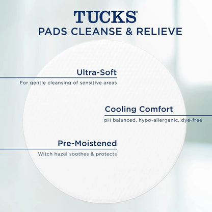TUCKS Medicated Cooling Pads, 100 Count – Hemorrhoid Pads with Witch Hazel, Cleanses Sensitive Areas, Protects from Irritation, Hemorrhoid Treatment, Medicated Pads Used by Hospitals - Maple Wellness Supplements