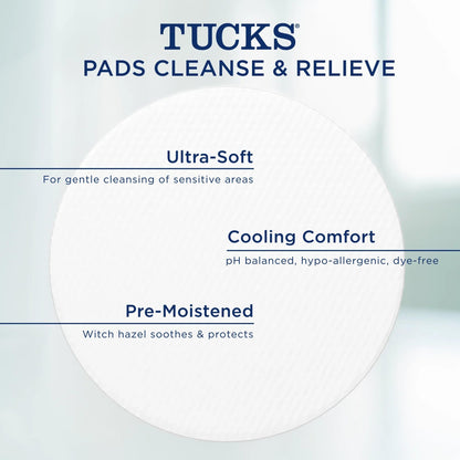 TUCKS Medicated Cooling Pads, 200 Count - Witch Hazel Pads for Sensitive Areas, Cleanse and Protect from Irritation - Maple Wellness Supplements