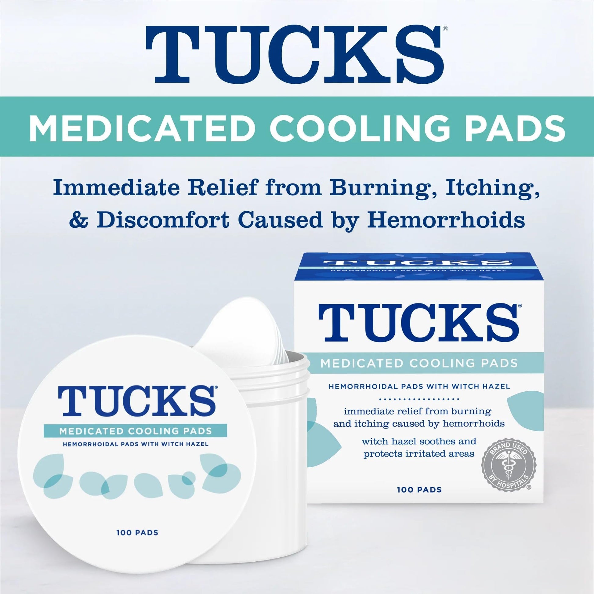 TUCKS Medicated Cooling Pads, 200 Count - Witch Hazel Pads for Sensitive Areas, Cleanse and Protect from Irritation - Maple Wellness Supplements