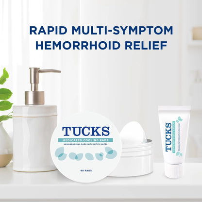 Tucks Multi-Care Relief Kit – 40 Count Witch Hazel Pads & 0.5 oz. Lidocaine Cream - Protects from Irritation, Hemorrhoid Treatment Medicated Pads Used by Hospitals - Maple Wellness Supplements