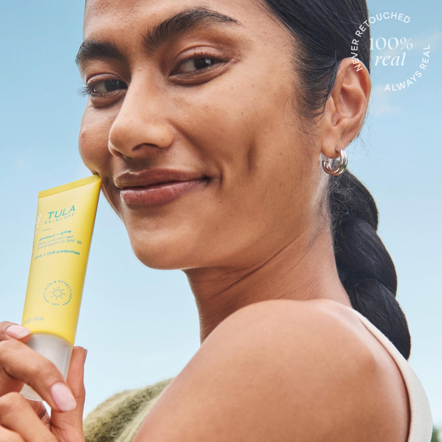 TULA Skin Care Protect + Glow Daily Sunscreen - Gel, Broad Spectrum SPF 30, Skincare-First, Non-Greasy, Non-Comedogenic and Reef-Safe with Pollution and Blue Light Protection, Regular, 1.7 fl oz. - Maple Wellness Supplements