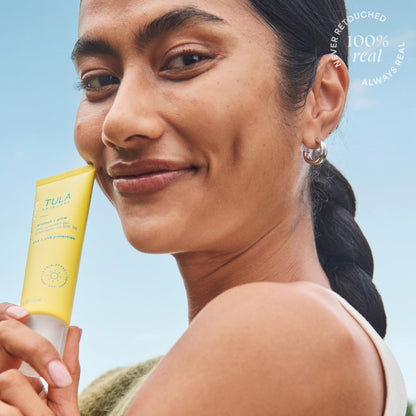 TULA Skin Care Protect + Glow Daily Sunscreen - Gel, Broad Spectrum SPF 30, Skincare-First, Non-Greasy, Non-Comedogenic and Reef-Safe with Pollution and Blue Light Protection, Regular, 1.7 fl oz. - Maple Wellness Supplements