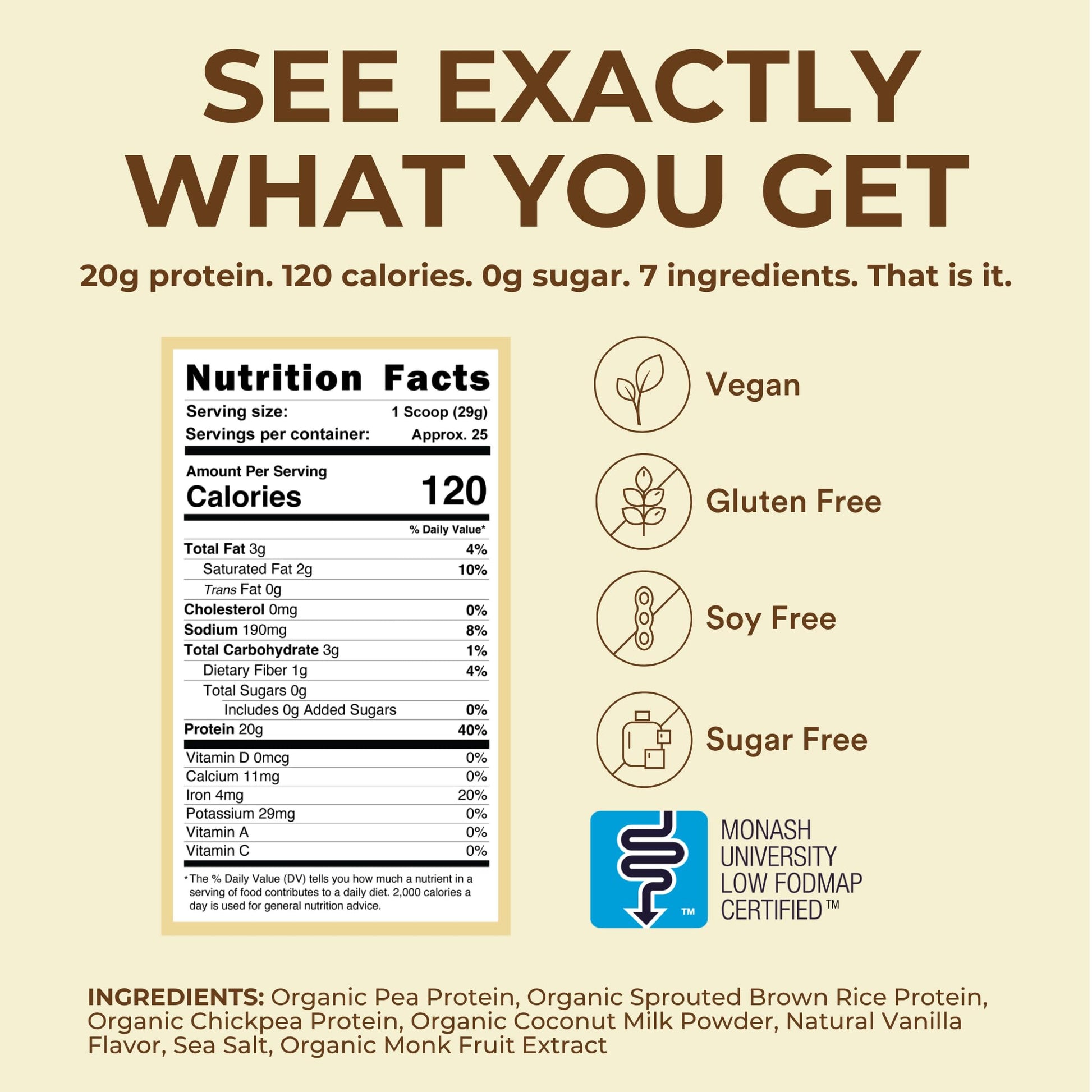 TumLove Vegan Protein Powder - Low FODMAP Certified, Gluten-Free, Dairy-Free, Soy-Free, 100% Gut-Friendly & Non-Bloating, Vanilla (25 Servings) - Maple Wellness Supplements