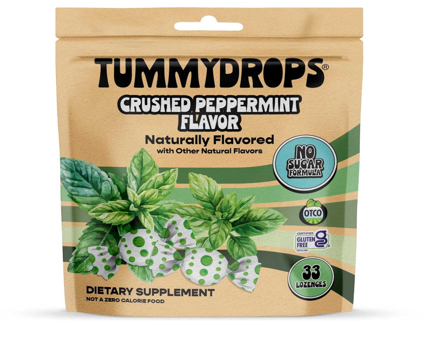 tummy drops No Sugar Crushed Peppermint Flavor, Gluten Free & Vegan, 33 Individually Wrapped Pure Peppermint Oil Lozenges Made with Organic Monkfruit - Maple Wellness Supplements