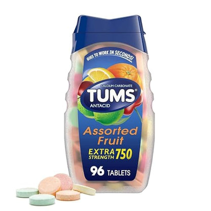 TUMS Antacid Chewable Tablets, Extra Strength for Heartburn Relief, Assorted Fruit - Maple Wellness Supplements