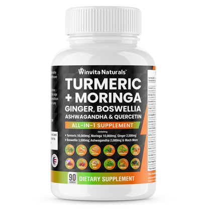 Turmeric Curcumin 10000mg Moringa 10000mg Boswellia 3500mg Ginger 2500mg - Maple Wellness Supplements