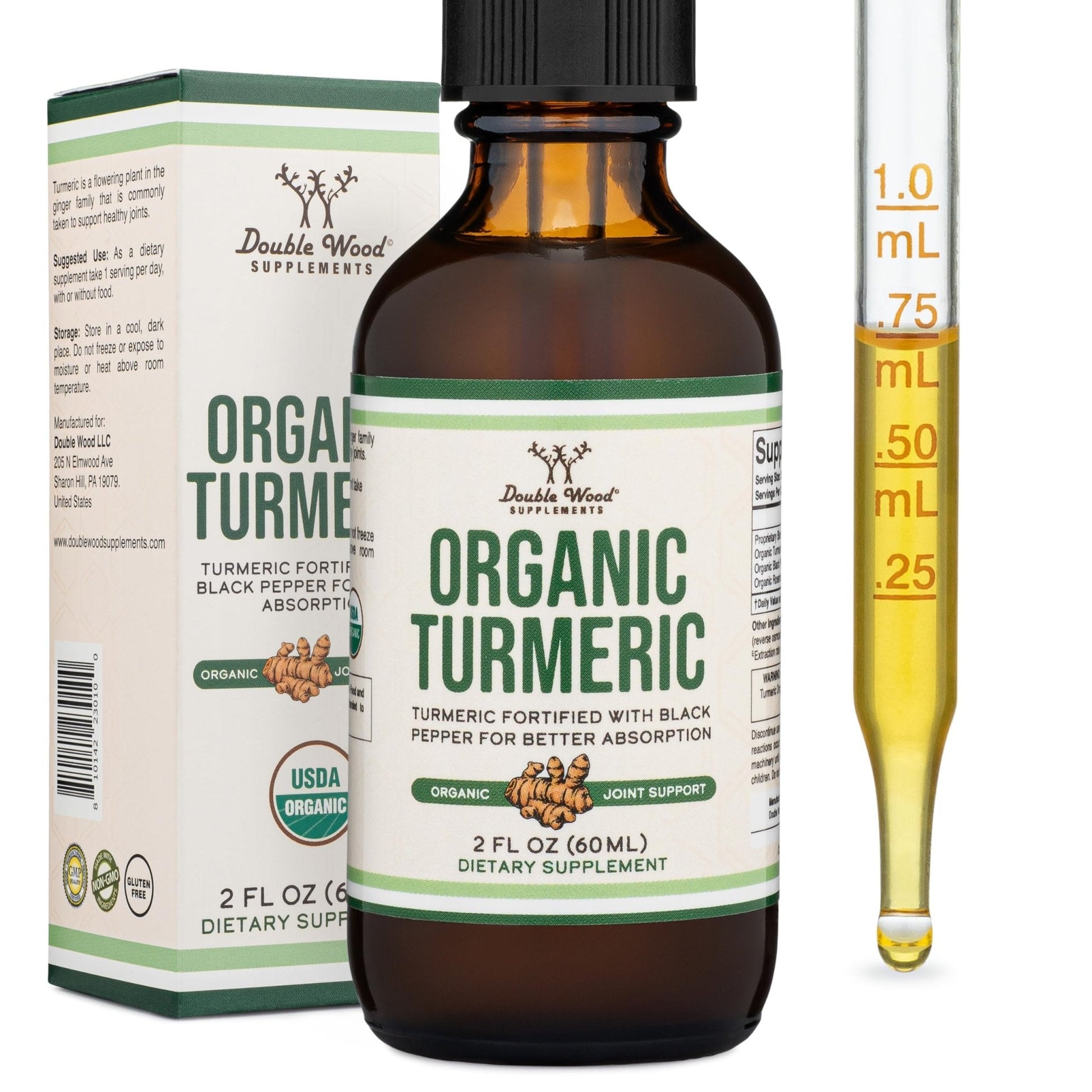 Turmeric Curcumin with Black Pepper Drops - Organic Turmeric Supplement Drops 1,180mg - 2FL OZ, 60 Servings (with Black Pepper Seed, Ginger, Rosemary, and Sage) - Maple Wellness Supplements